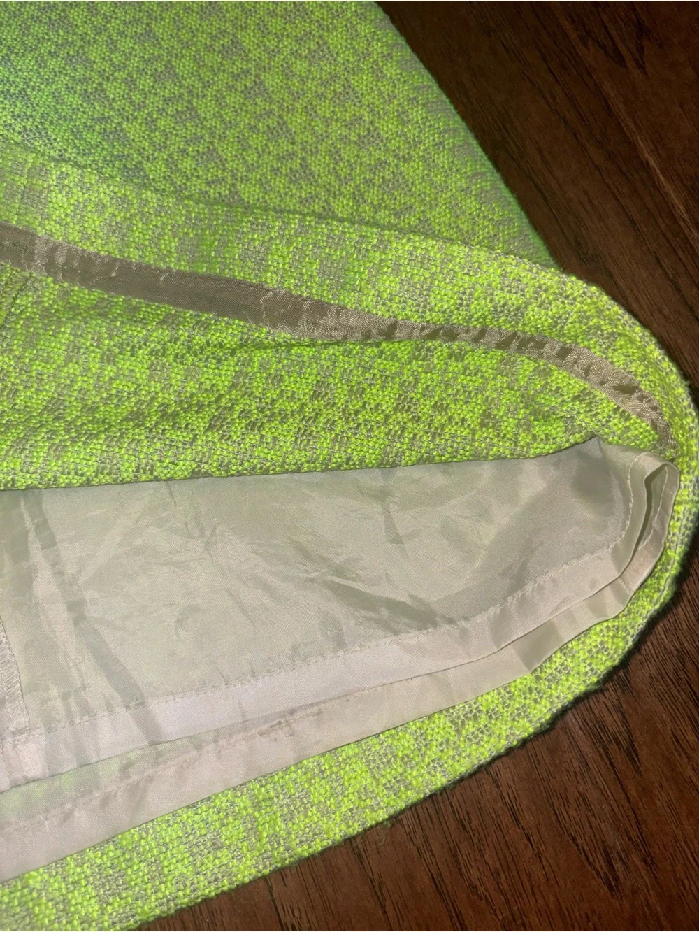 J Crew Razorback Tweed Dress Neon Green Size 0
